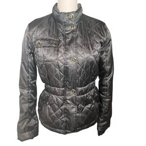 Baby Phat Y2K Puffer Jacket Black Gold Tone Buttons Logo Missing Hood & Cuffs M